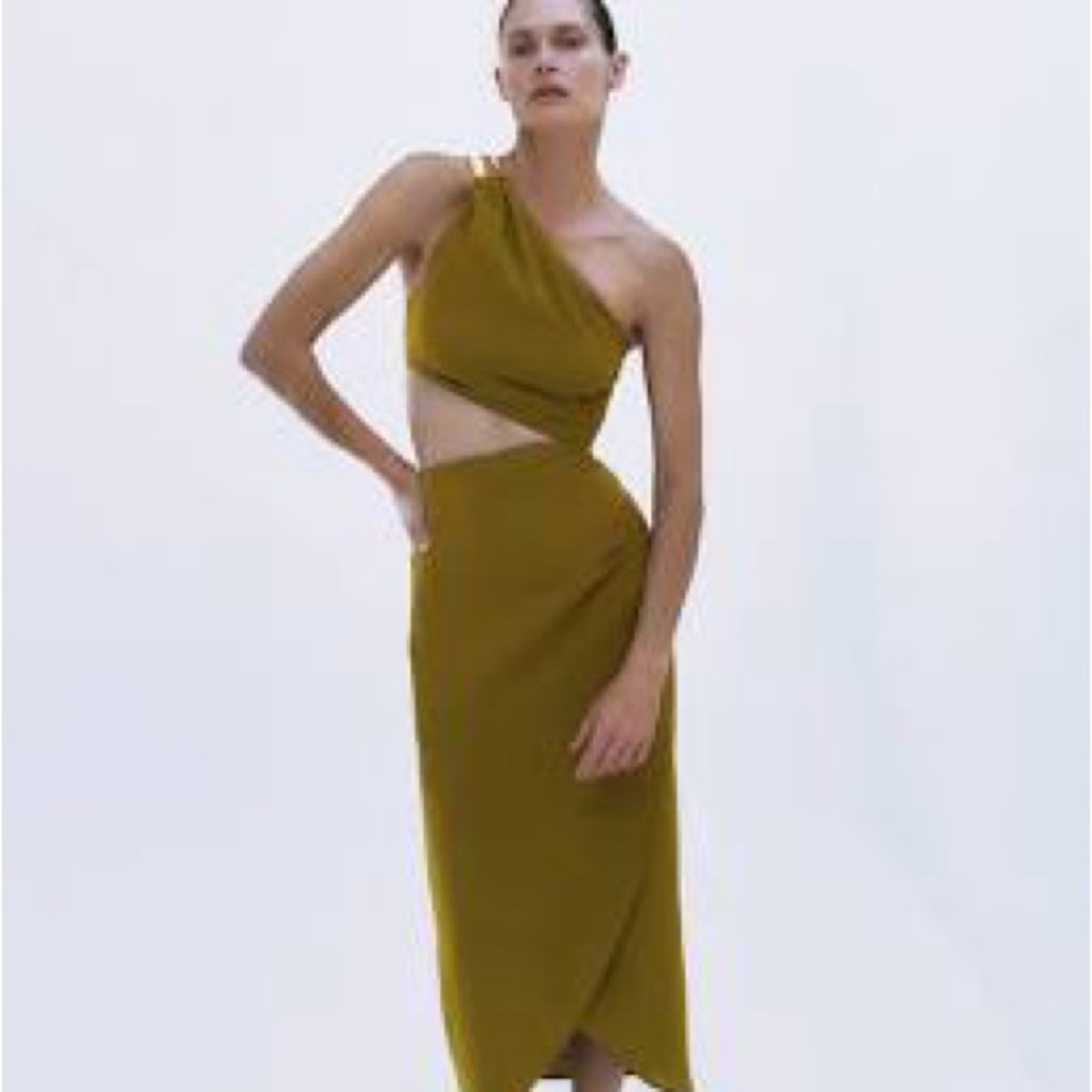 Elegant Olive One-Shoulder Dress